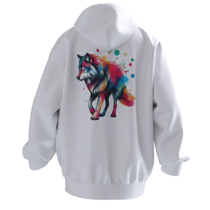Dişi Kurt Tasarımlı Unisex Rahat Kalıp Hoodie