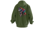Dişi Kurt Tasarımlı Unisex Rahat Kalıp Hoodie - Görsel 7
