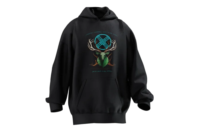 GEYİK (1) Mitolojik Geyik  Tasarımlı Unisex Rahat Kalıp Hoodie - Görsel 1