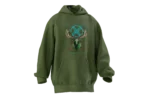 Mitolojik Geyik Tasarımlı Unisex Rahat Kalıp Hoodie - Görsel 7