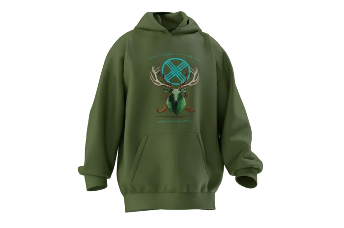 GEYİK (3) Mitolojik Geyik  Tasarımlı Unisex Rahat Kalıp Hoodie - Görsel 7