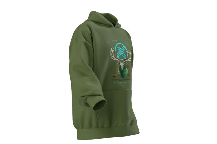 GEYİK (4) Mitolojik Geyik  Tasarımlı Unisex Rahat Kalıp Hoodie - Görsel 8