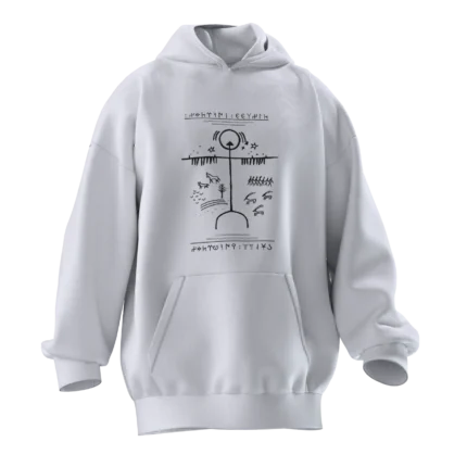 Kam Davulu Tasarımlı Unisex Rahat Kalıp Hoodie