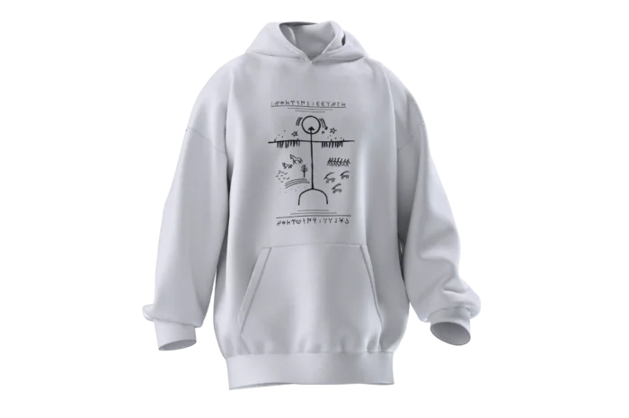 KAM (1) Kam Davulu Tasarımlı Unisex Rahat Kalıp Hoodie - Görsel 1