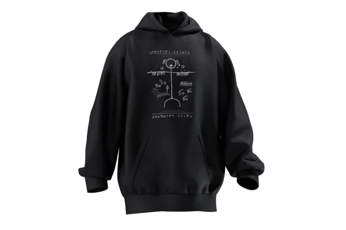 KAM (2) Kam Davulu Tasarımlı Unisex Rahat Kalıp Hoodie - Görsel 7