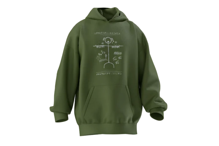 KAM (3) Kam Davulu Tasarımlı Unisex Rahat Kalıp Hoodie - Görsel 4