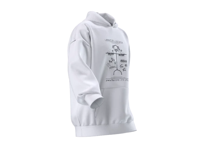 KAM (4) Kam Davulu Tasarımlı Unisex Rahat Kalıp Hoodie - Görsel 2