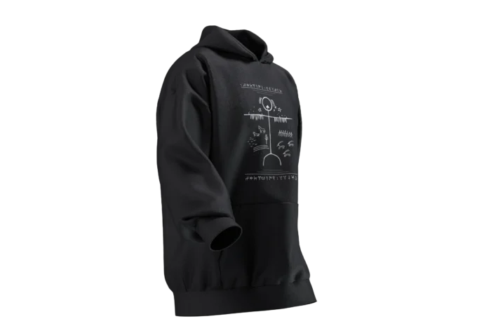KAM (5) Kam Davulu Tasarımlı Unisex Rahat Kalıp Hoodie - Görsel 8