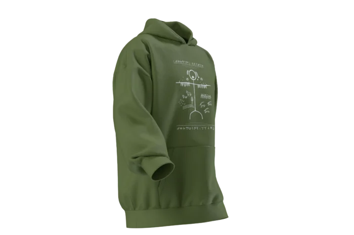 KAM (6) Kam Davulu Tasarımlı Unisex Rahat Kalıp Hoodie - Görsel 5