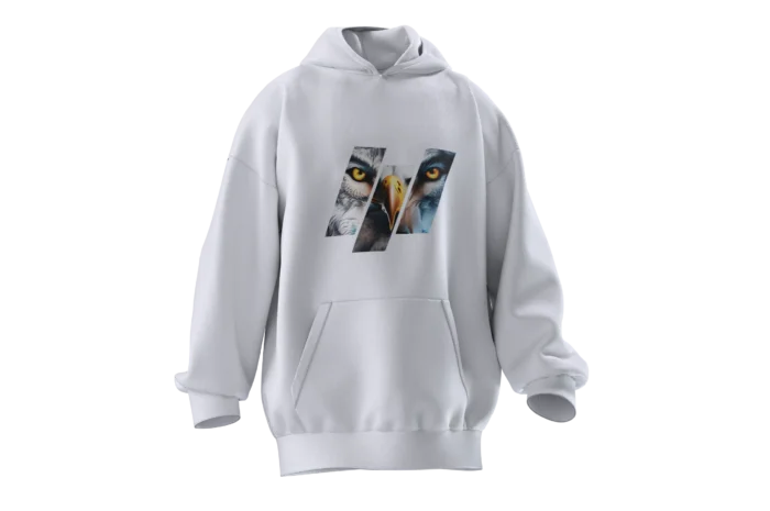 KKK (1) Kurt & Kartal Tasarımlı Unisex Rahat Kalıp Hoodie - Görsel 4