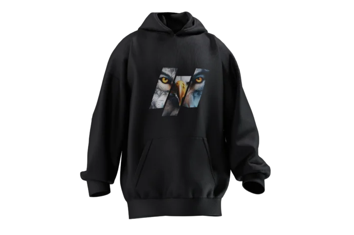 KKK (2) Kurt & Kartal Tasarımlı Unisex Rahat Kalıp Hoodie - Görsel 1