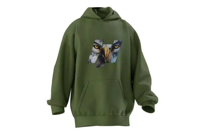 KKK (3) Kurt & Kartal Tasarımlı Unisex Rahat Kalıp Hoodie - Görsel 7