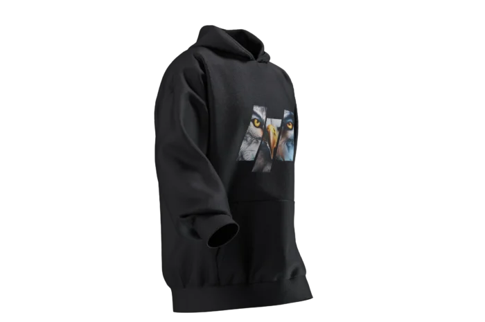 KKK (5) Kurt & Kartal Tasarımlı Unisex Rahat Kalıp Hoodie - Görsel 2