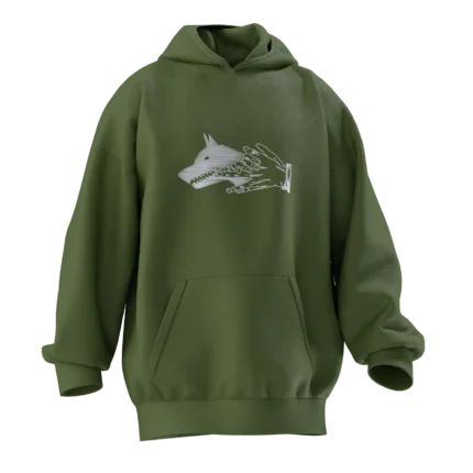 Kurt Gölgesi Tasarımlı Unisex Rahat Kalıp Hoodie