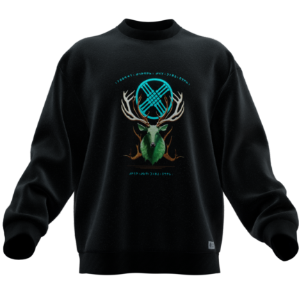 Mitolojik Geyik Tasarımlı Unisex Rahat Kalıp Sweatshirt