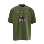 Timur Tasarımlı Unisex Oversize Pamuklu T-shirt - Görsel 4