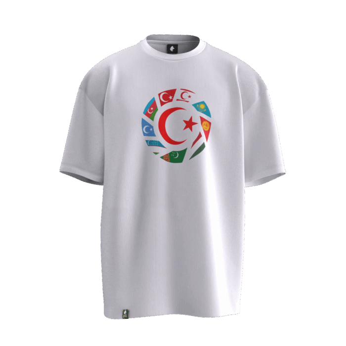 ayyıldız turan (3) Türk Bayraklı Turan Tasarımlı Unisex Oversize Pamuklu T-shirt - Görsel 4
