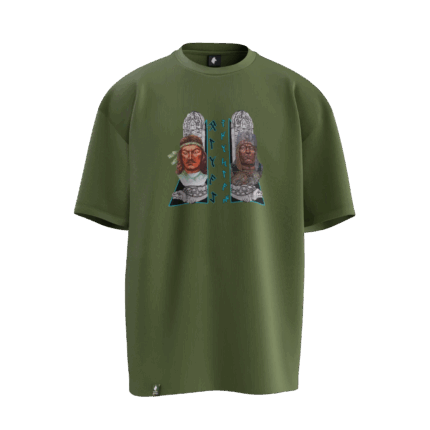Bilge Kağan Kültegin Tasarımlı Unisex Oversize Pamuklu T-shirt