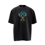 Geyik Tasarımlı Unisex Oversize Pamuklu T-shirt - Görsel 3