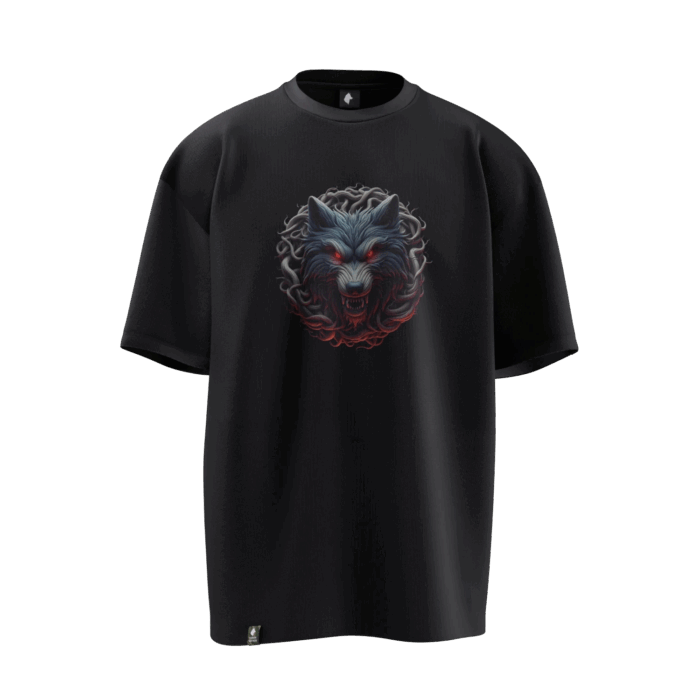 kızılkurt (1) Bozkurt Tasarımlı Unisex Oversize Pamuklu T-shirt - Görsel 1