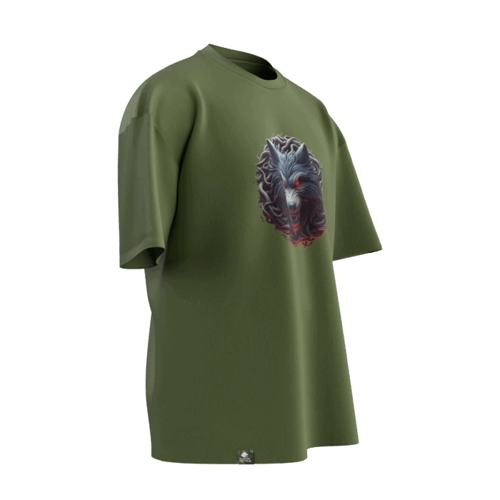 kızılkurt (4) Bozkurt Tasarımlı Unisex Oversize Pamuklu T-shirt - Görsel 5