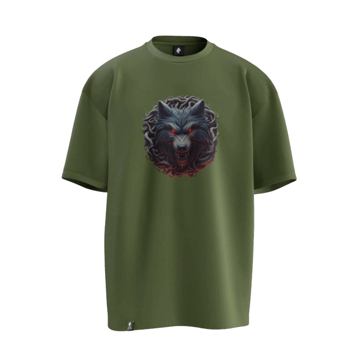 kızılkurt (5) Bozkurt Tasarımlı Unisex Oversize Pamuklu T-shirt - Görsel 6