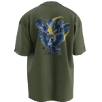 Türk Mitolojisi (Tulpar-Abra-Burkut) Tasarımlı Unisex Oversize Pamuklu T-shirt - Görsel 6