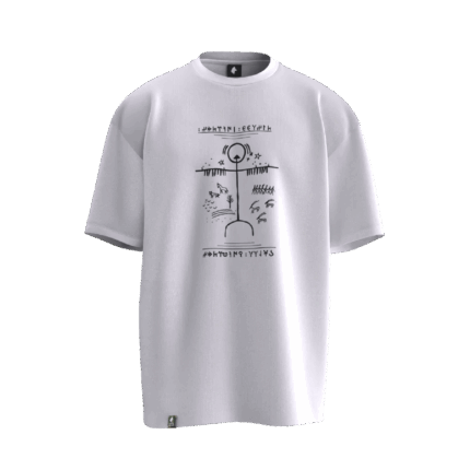 Kam Davulu Tasarımlı Unisex Oversize Pamuklu T-shirt